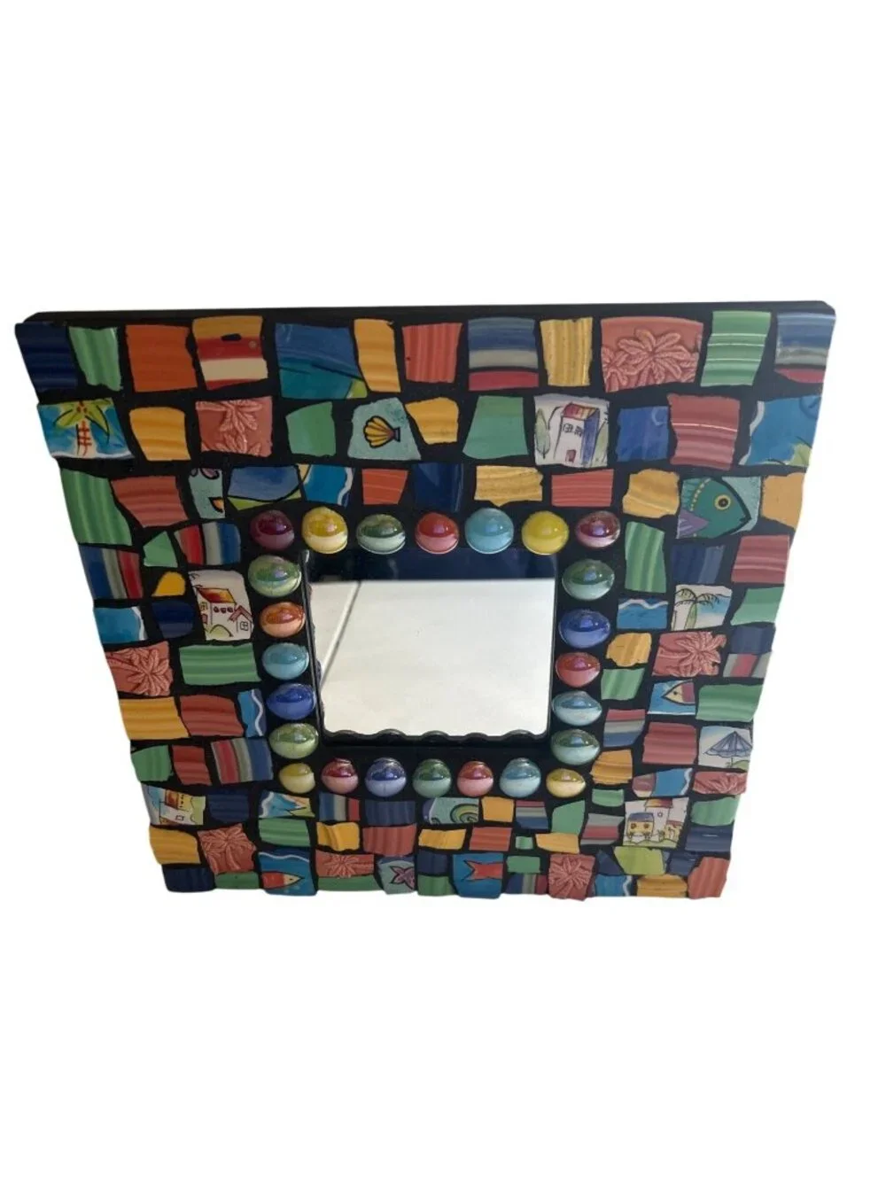 IKEA Malma Hand-Painted Mosaic Mirror With Decorative Tile Frame 10” Square